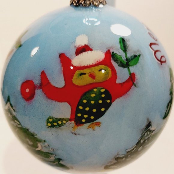 Pier 1 Li Bien "Merry Christmas" Reverse Painted Glass Christmas Ornament 2013 - Picture 5 of 8